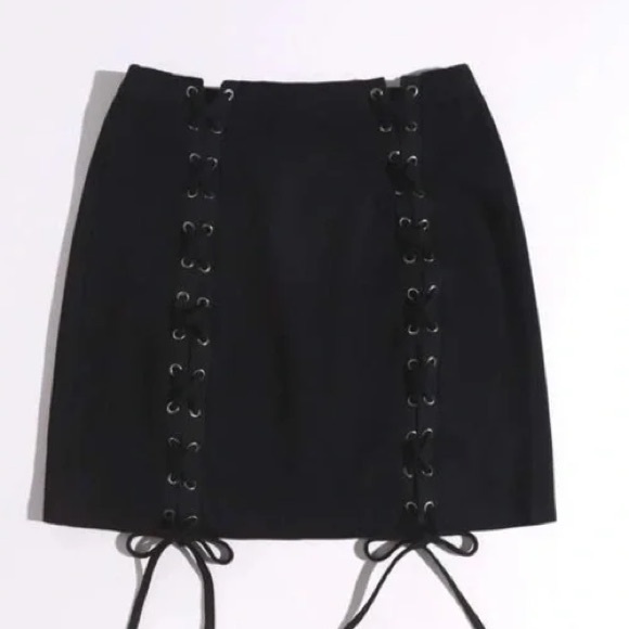 Topshop Dresses & Skirts - Topshop Moto black denim lace up skirt